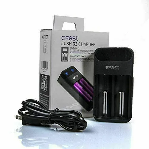 Efest Lush Q2 Charger Two Bay for 10440, 16340, 18350, 18500, 18650 UK Plug - Image 2
