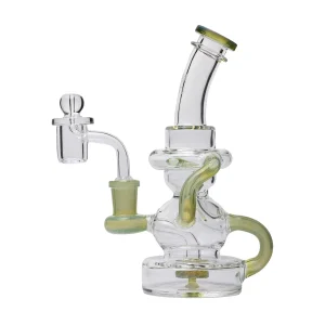 Human Grade Stubby Klein Glass Recycler Rig Water Pipe