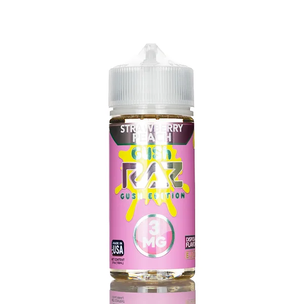 Pod Juice X RAZ E-Liquid – Strawberry Peach Gush – 100mL - Image 2