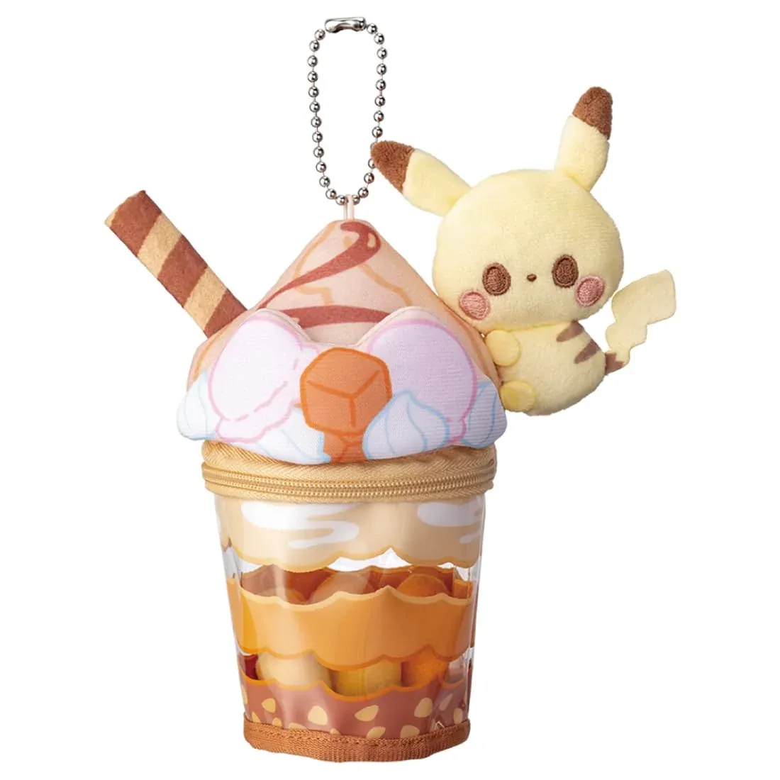 Takara Tomy Pokemon Pikachu Caramel Parfait Plush Charm Toy Collectible