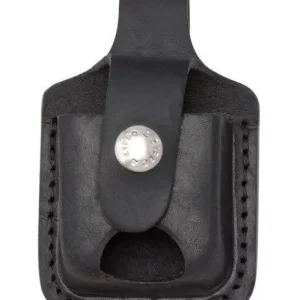 Zippo Lighter Black Leather Pouch with Loop and Thumb Notch
